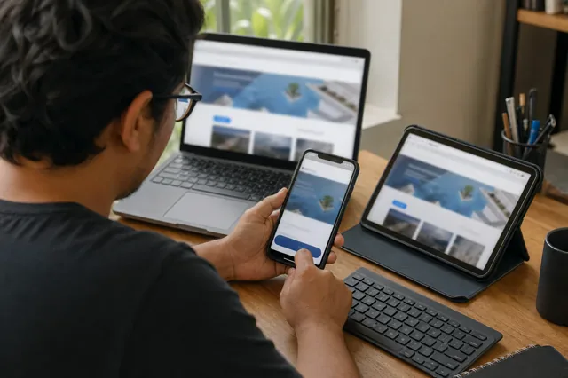 Developer fixes a webpage that fails on a phone.