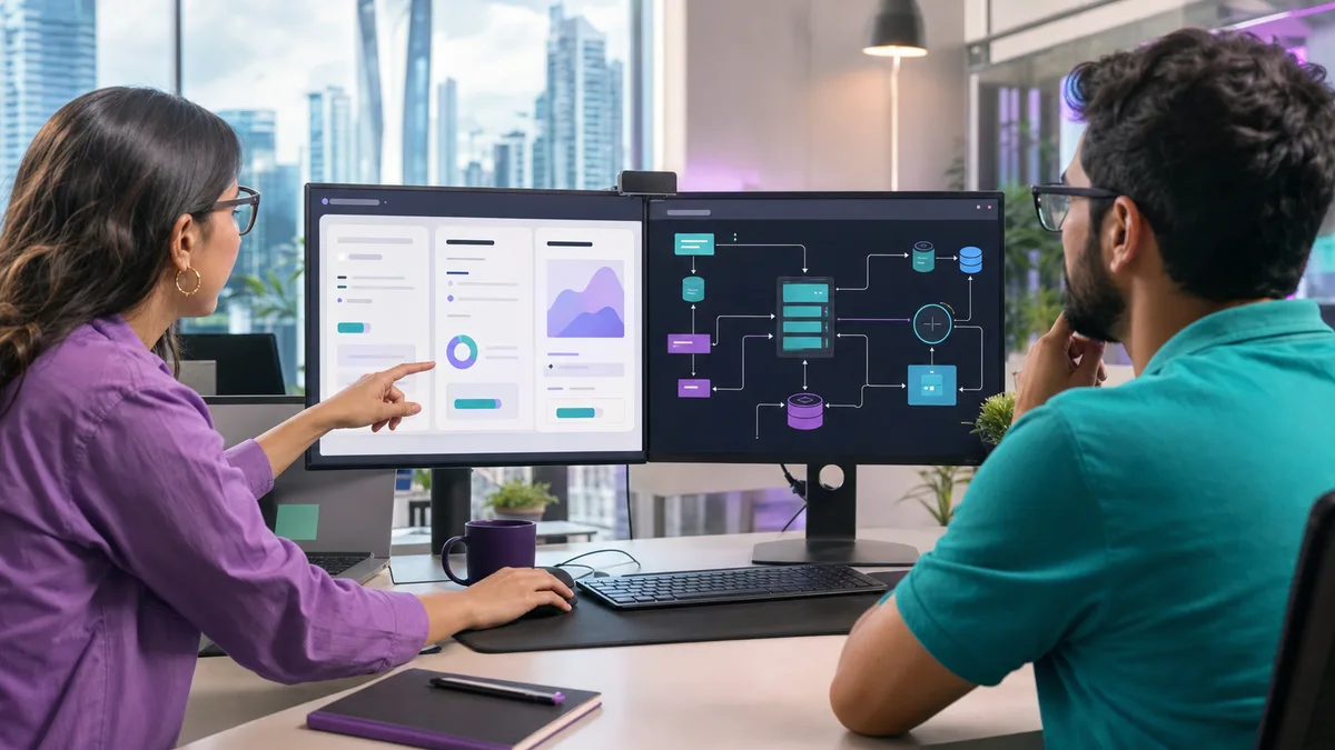 Desarrolladores comparan la interfaz frontend con el flujo de servidor, API y datos del backend.
